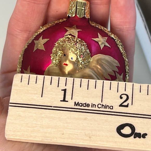 Vintage Cherub Glass Christmas Ornaments Set of 6 Blue And Red 2” - Picture 12 of 14